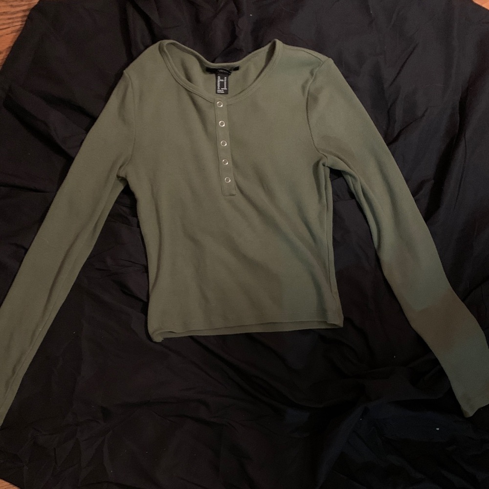 Forever 21 long sleeve olive green shirt